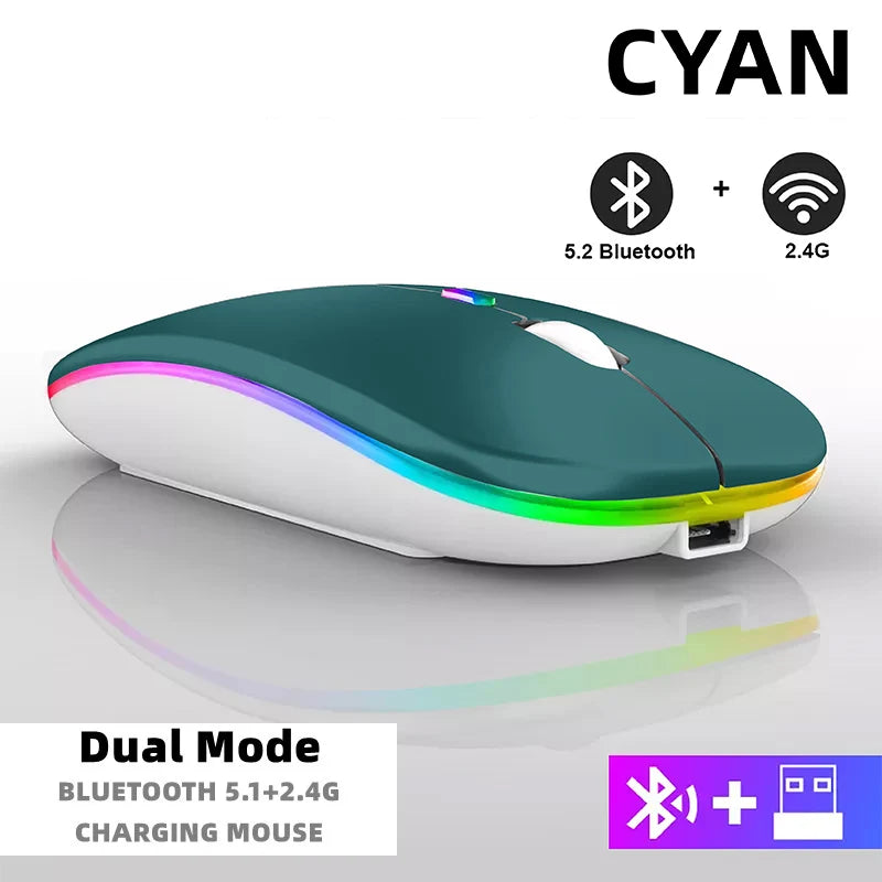 Wireless Mouse For Laptop PC Bluetooth RGB Rechargeable Mouses Wireless Computer Silent Mice LED Backlit Ergonomic Gaming Mouse